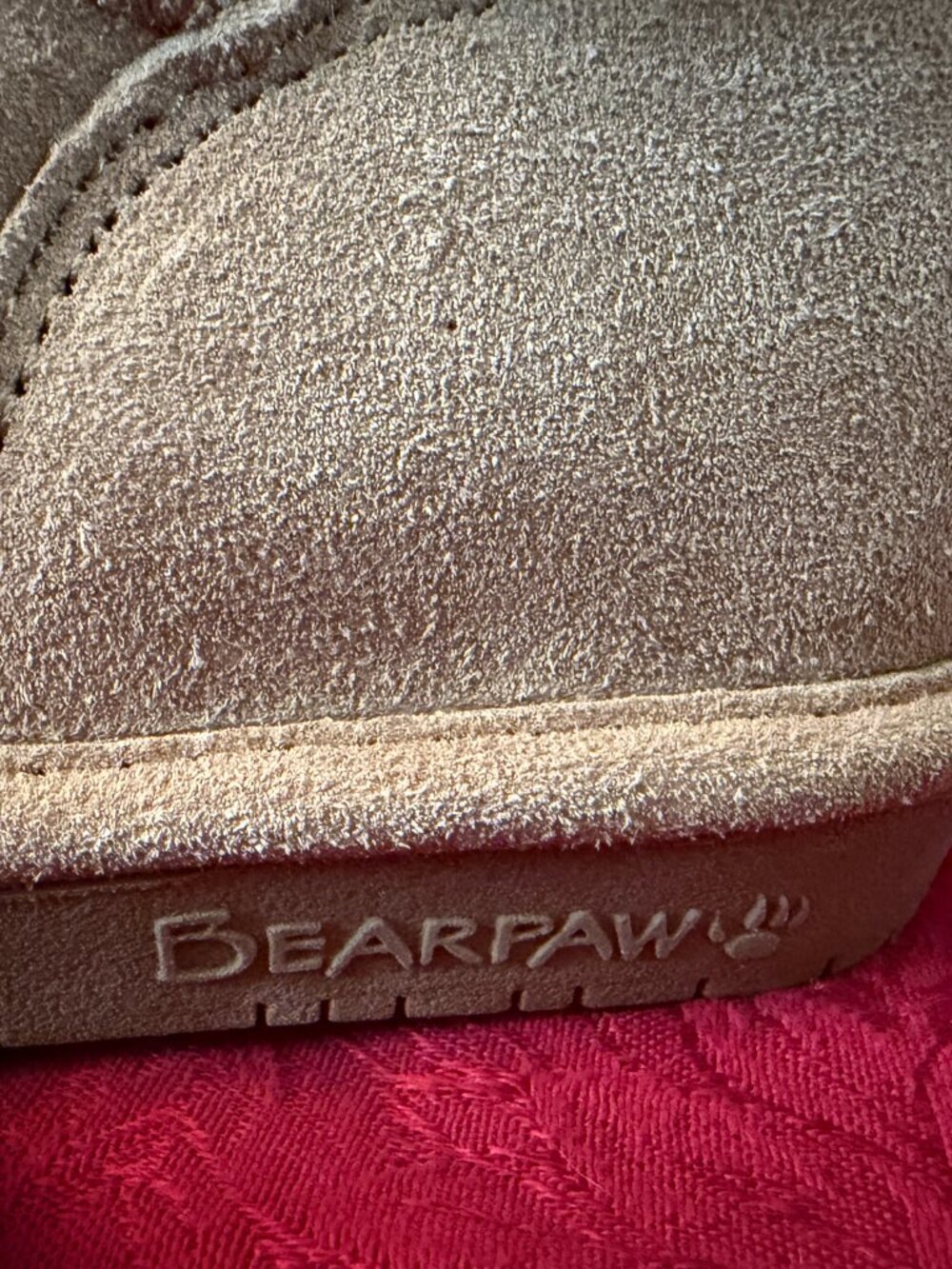 BearPaw Tan Suede Helaina Ankle Boots with Faux Fur Trim Sz 7 - Picture 6 of 11